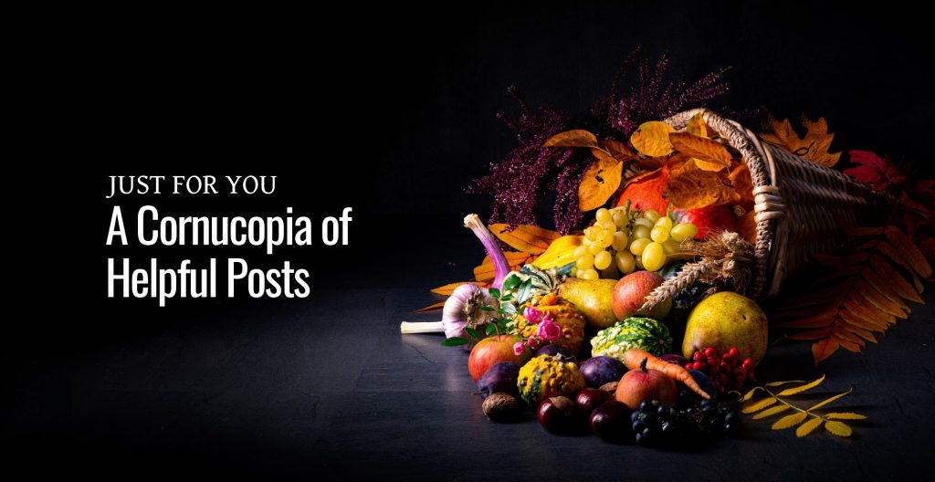 A cornucopia on a black background