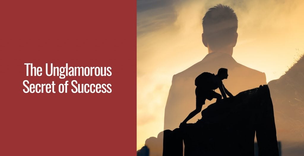 A transparent photo of a man over another photo of someone climbing a mountain