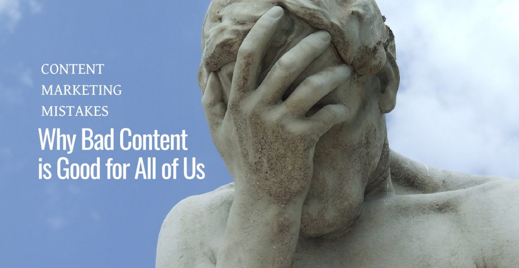 Man holding head, Content Marketing Mistakes: Why Bad Content is Good for All of Us